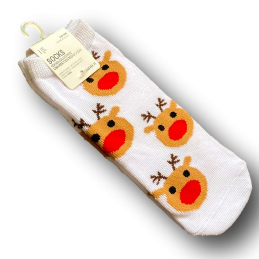 3/$15 Rudolph The Red Nosed Reindeer Christmas Funny Novelty Ankle Socks - NWT - Picture 3 of 3